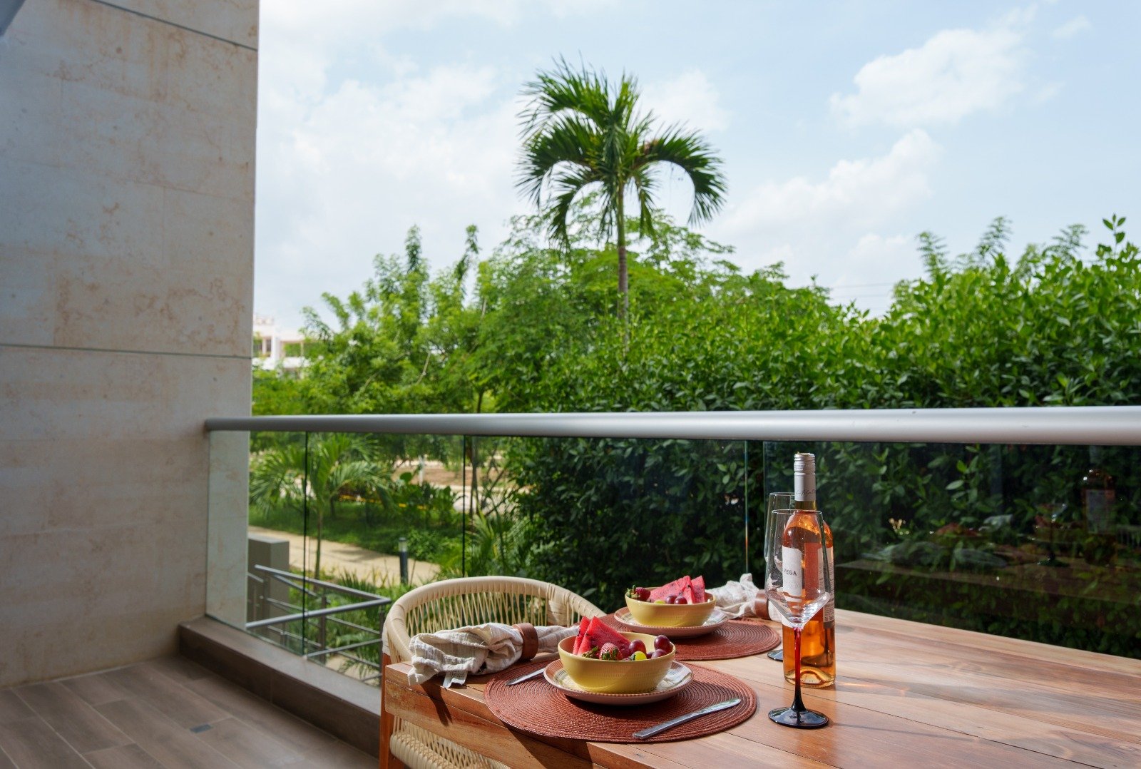 Breakfast served on the balcony