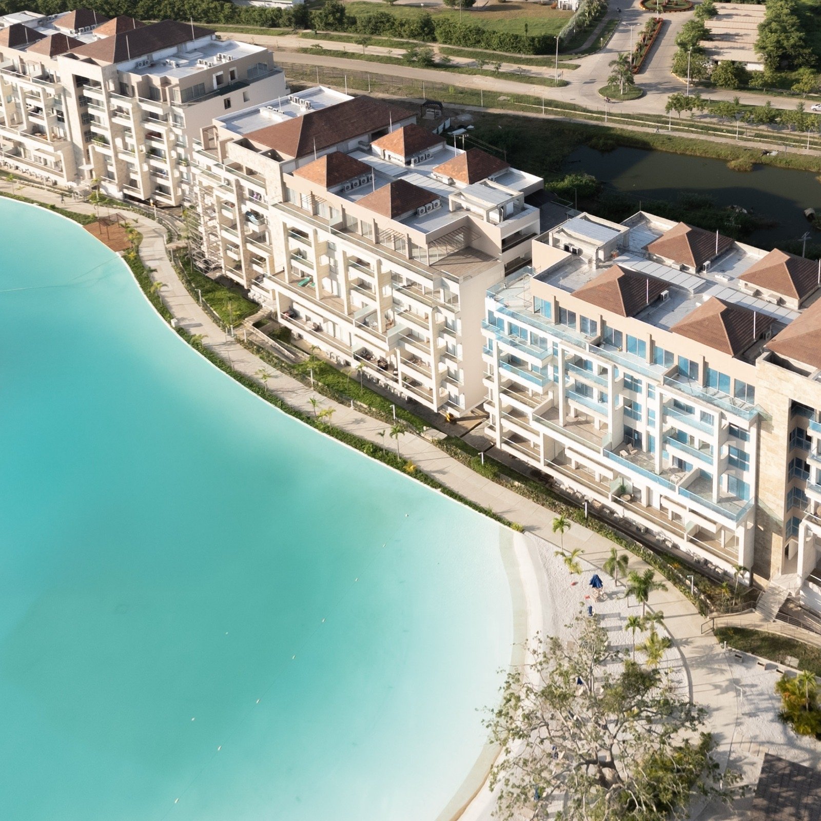 Aerial view of the Baia Kristal lagoon
