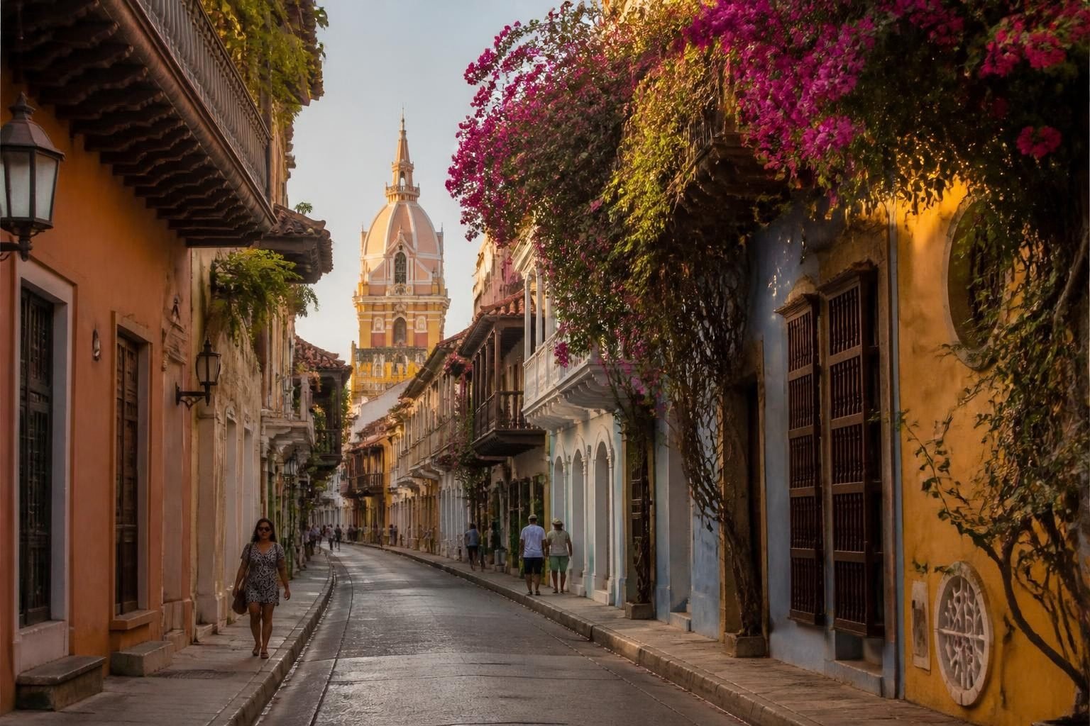 Colourful colonial street in the walled city